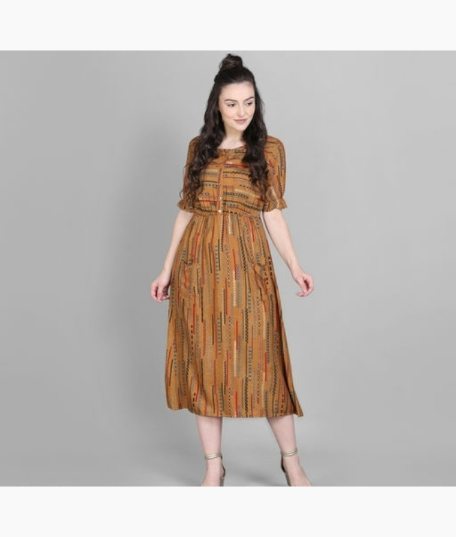 Radiant Rayon Solid Pattern Western Dress