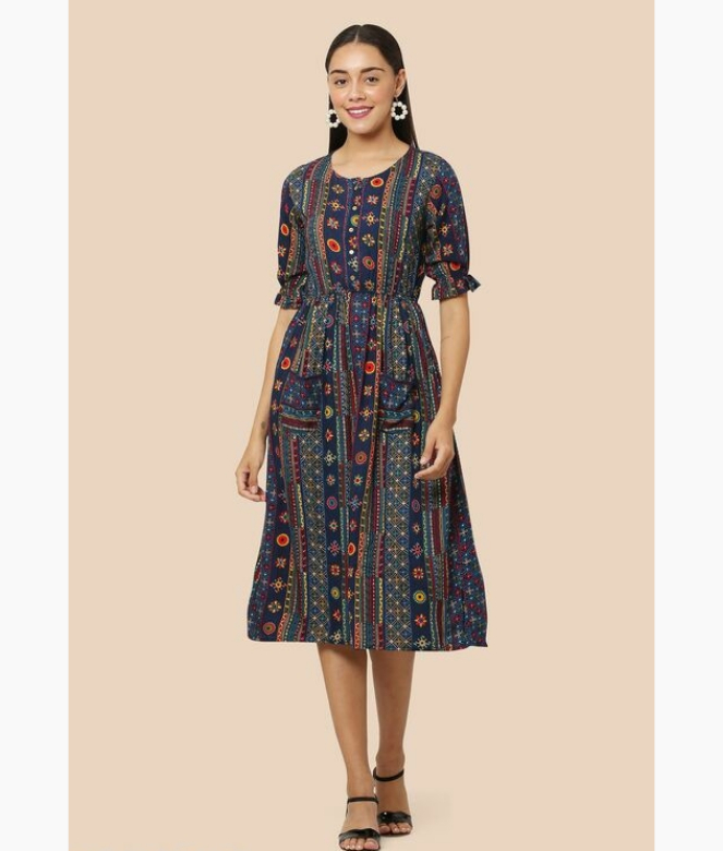 Attractive Rayon Printed Western Dress